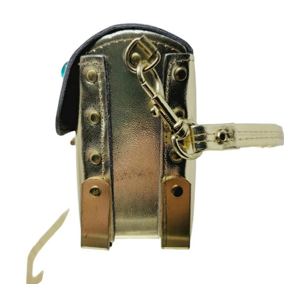 Gold Metallic Bejeweled Mini Box Crossbody Bag - Picture 6 of 10